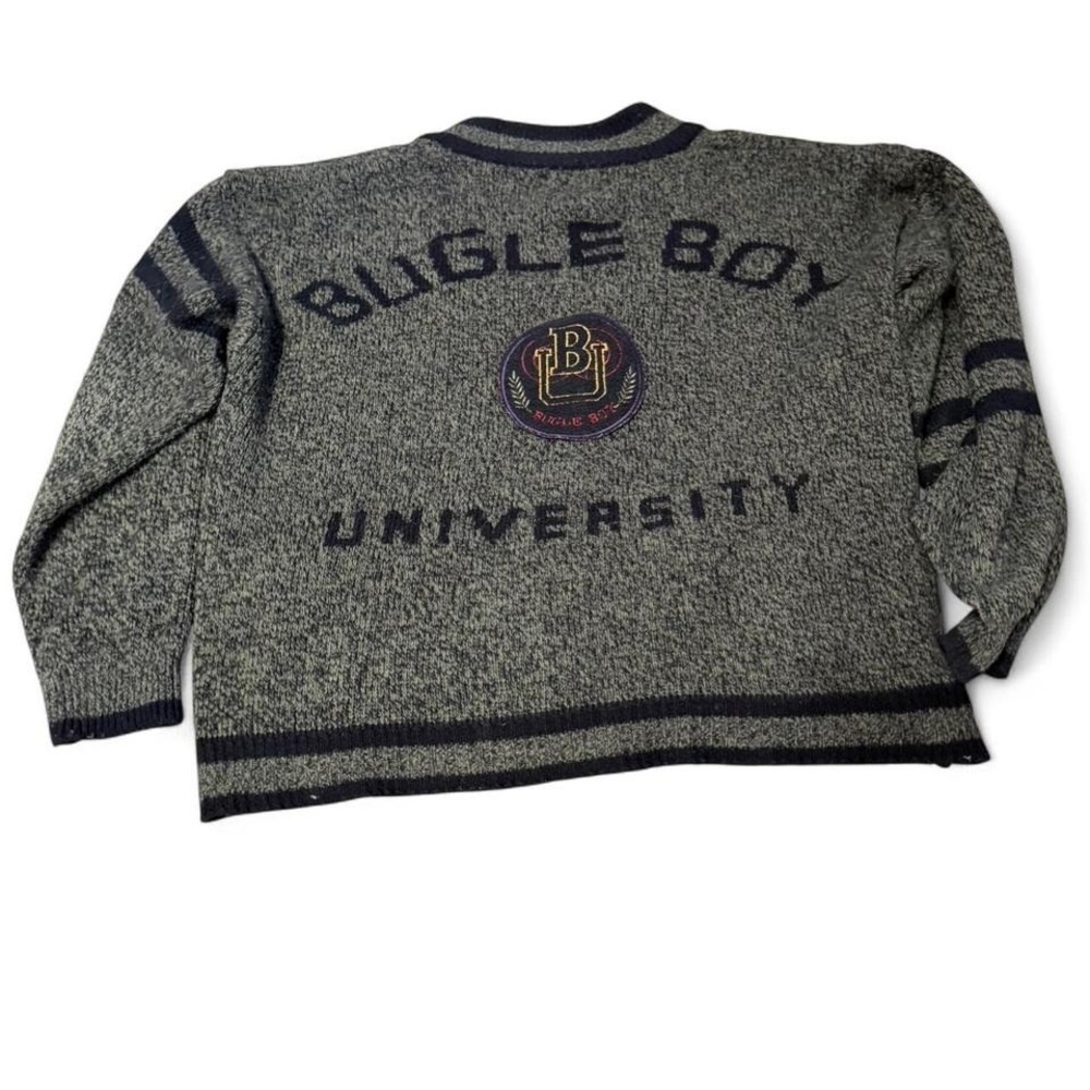 Vintage Bugle Boy University Varsity Cardigan Sweater Chenille B Patch